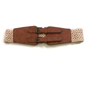 Boho Leather Crochet Stretch Belt